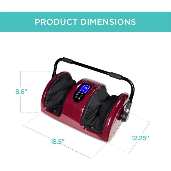 Best Choice Products - Máquina masajeadora de pies Shiatsu, masajeador de piernas de reflexología terapéutica con circulación sanguínea, dolor nervioso, amasamiento profundo, rodillos de alta intensidad, color burdeos - Imagen 7