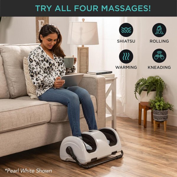 Best Choice Products - Máquina masajeadora de pies Shiatsu, masajeador de piernas de reflexología terapéutica con circulación sanguínea, dolor nervioso, amasamiento profundo, rodillos de alta intensidad, color burdeos - Imagen 12