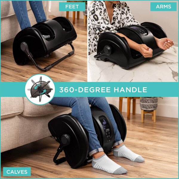 Best Choice Products - Máquina masajeadora de pies Shiatsu, masajeador de piernas de reflexología terapéutica con circulación sanguínea, dolor nervioso, amasamiento profundo, rodillos de alta intensidad, color burdeos - Imagen 33