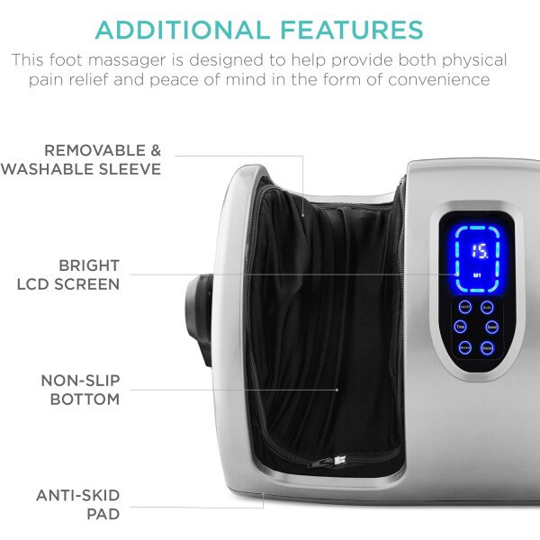 Best Choice Products - Máquina masajeadora de pies Shiatsu, masajeador de piernas de reflexología terapéutica con circulación sanguínea, dolor nervioso, amasamiento profundo, rodillos de alta intensidad, color burdeos - Imagen 42