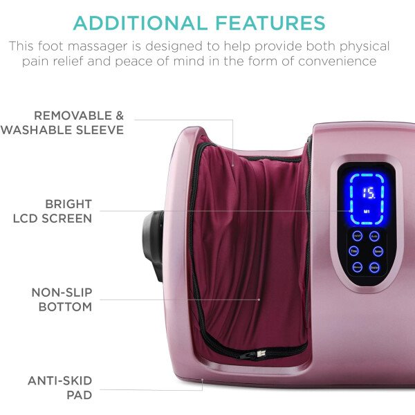 Best Choice Products - Máquina masajeadora de pies Shiatsu, masajeador de piernas de reflexología terapéutica con circulación sanguínea, dolor nervioso, amasamiento profundo, rodillos de alta intensidad, color burdeos - Imagen 59