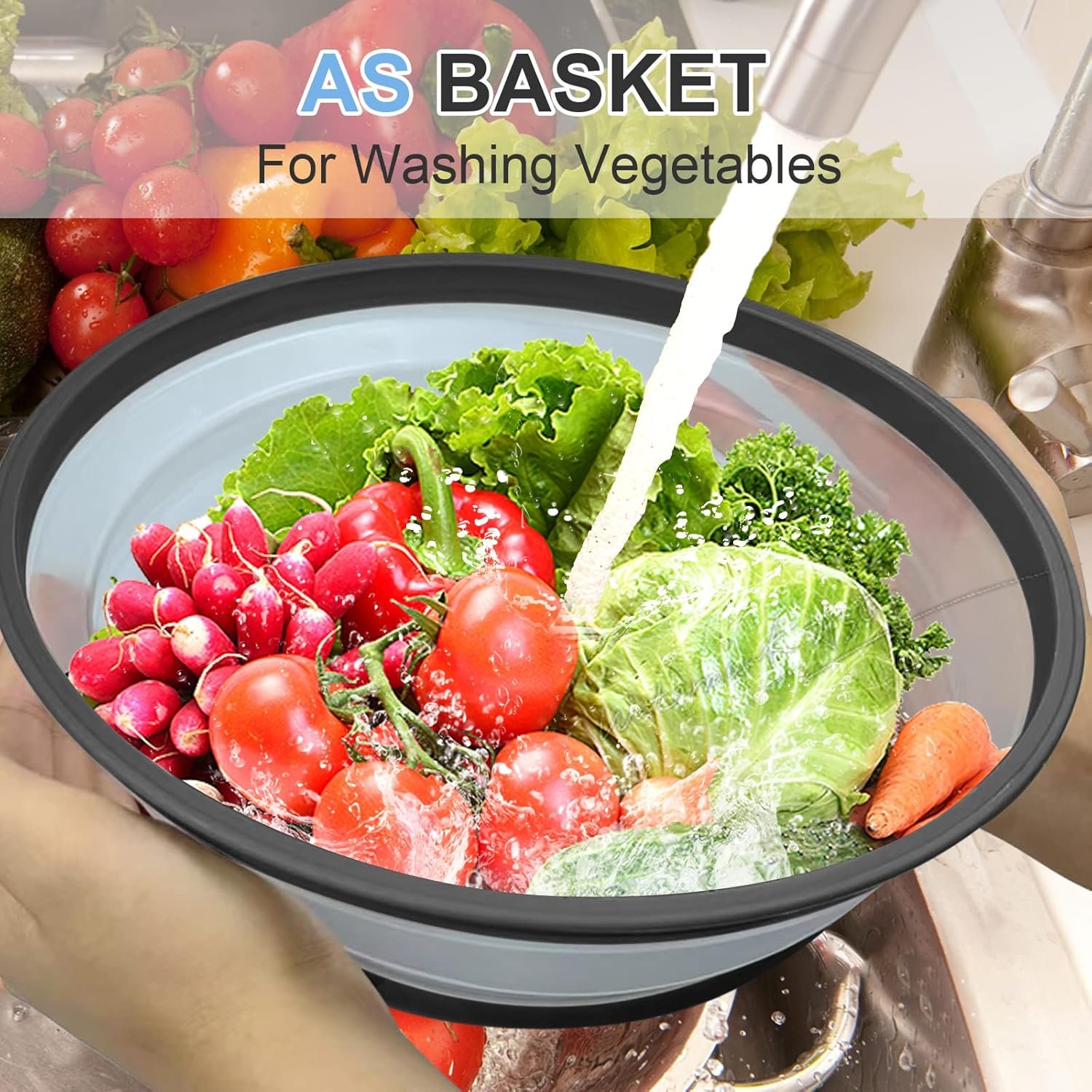 Cubierta de alimentos para microondas de 10 pulgadas y alfombrilla de silicona plegable, protector de salpicaduras, soporte para platos y colador de cocina para preparación de comidas, carbón - Imagen 7