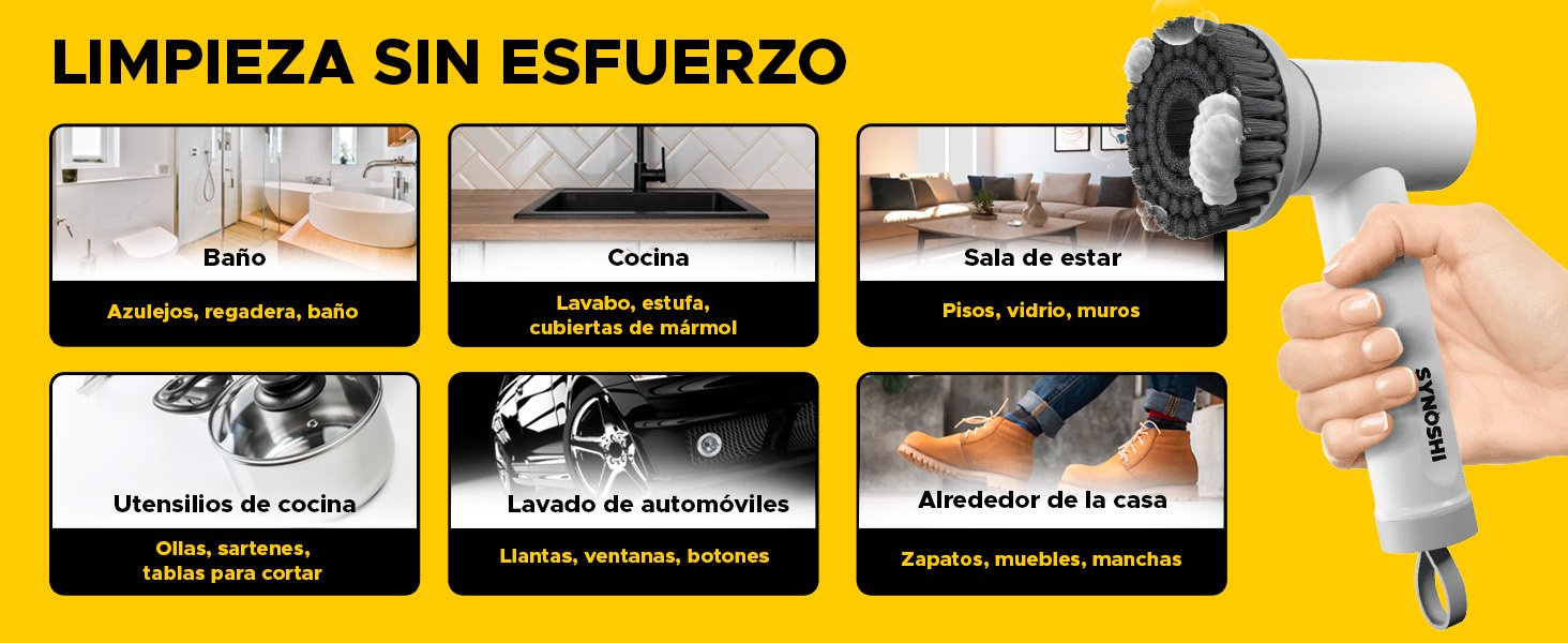 cepillo eléctrico, limpiador eléctrico, limpieza de ducha eléctrica, alimentación inalámbric