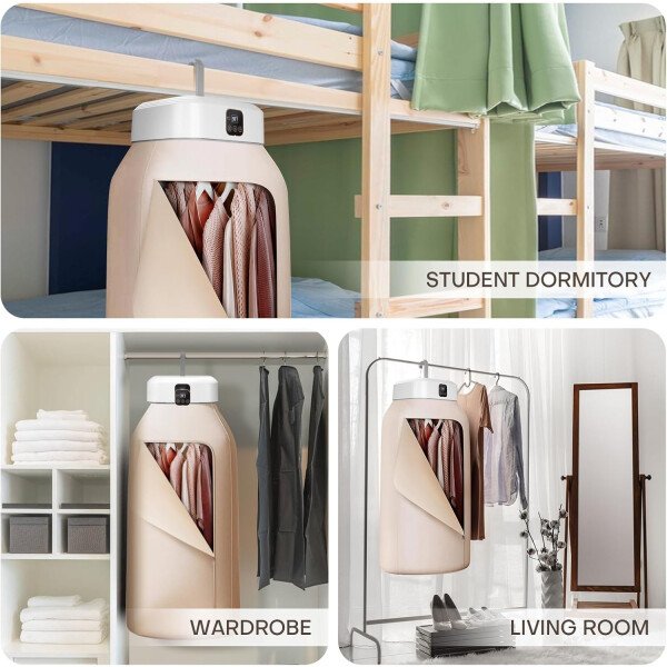 Secadora de ropa portátil, mini secadora de ropa con control remoto, pequeña secadora eléctrica plegable y compacta con bolsa seca para viajes, caravana, hogar, apartamento - Imagen 6