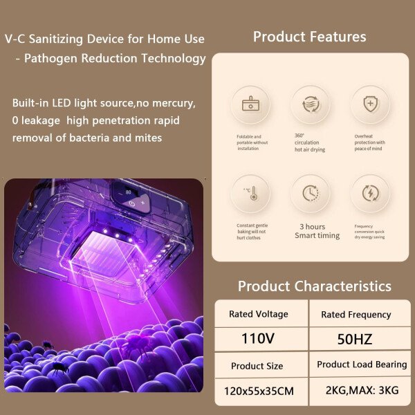 Secadora de ropa portátil, gran capacidad de 44.1 lbs, secado rápido de 650 W, pantalla táctil y control remoto, secadora silenciosa de ahorro de energía para el hogar y viajes (morado) - Imagen 8