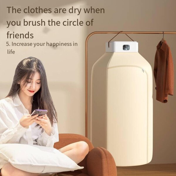 Secadora de ropa portátil, gran capacidad de 44.1 lbs, secado rápido de 650 W, pantalla táctil y control remoto, secadora silenciosa de ahorro de energía para el hogar y viajes (morado) - Imagen 14