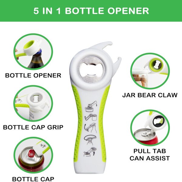 Abridor de tarros para manos débiles, personas mayores con artritis, 5 en 1, abrebotellas multifunción, abridor de tapa para manos artríticas con almohadilla de agarre de goma antideslizante - Imagen 18