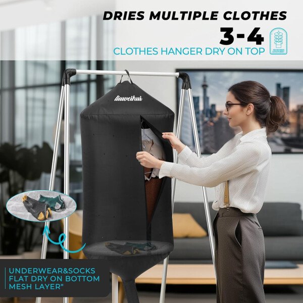 Secadora de ropa portátil – Secadora de ropa de viaje – Ideal para pequeñas cargas de prendas ligeras, además de artículos pequeños como ropa interior y calcetines - Imagen 3