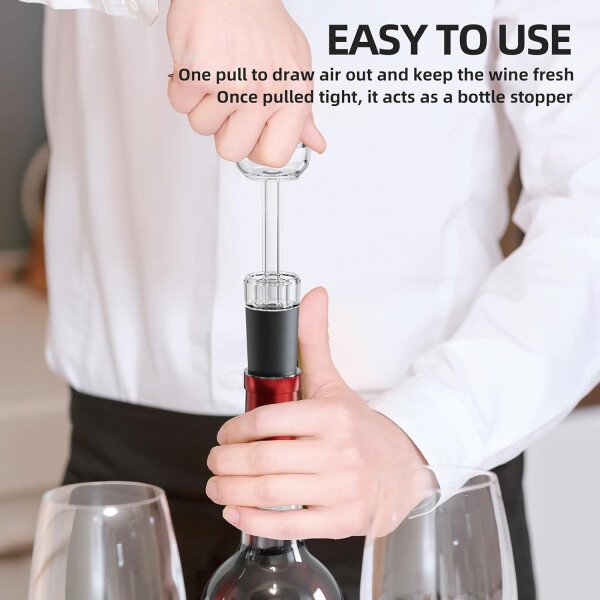 Juego de regalo de abridor de vino eléctrico recargable: abridor de vino, aireador, tapones de vacío y cortador de papel de aluminio, regalos para amantes del vino para mujeres, hombres, mamá - Imagen 6
