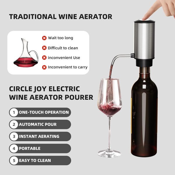 Juego de regalo de abridor de vino eléctrico recargable: abridor de vino, aireador, tapones de vacío y cortador de papel de aluminio, regalos para amantes del vino para mujeres, hombres, mamá - Imagen 11