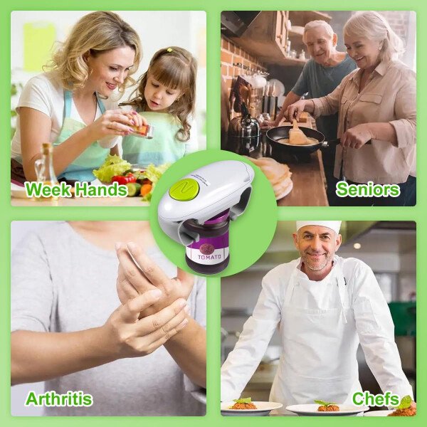 Abridor automático de tarros para ancianos y artritis, abridor eléctrico de un botón para manos débiles, se adapta a la mayoría de los frascos, ayuda de cocina ideal y regalo - Imagen 3