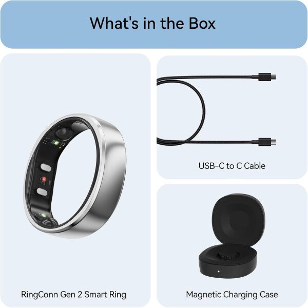 RingConn - Gen 2, anillo inteligente con monitoreo de apnea del sueño, sin suscripción, batería de 12 días, seguimiento de salud, compatible con Android y iOS (plateado, talla 10) - Imagen 7