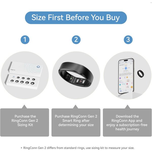 RingConn - Gen 2, anillo inteligente con monitoreo de apnea del sueño, sin suscripción, batería de 12 días, seguimiento de salud, compatible con Android y iOS (plateado, talla 10) - Imagen 9