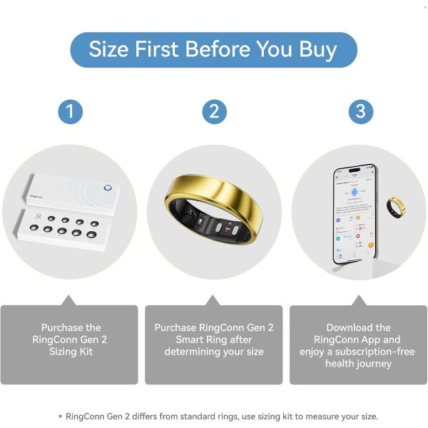 RingConn - Gen 2, anillo inteligente con monitoreo de apnea del sueño, sin suscripción, batería de 12 días, seguimiento de salud, compatible con Android y iOS (plateado, talla 10) - Imagen 18