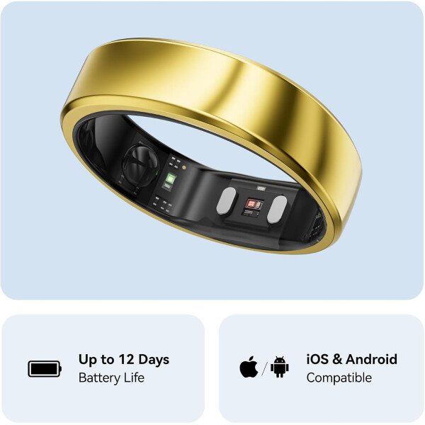 RingConn - Gen 2, anillo inteligente con monitoreo de apnea del sueño, sin suscripción, batería de 12 días, seguimiento de salud, compatible con Android y iOS (plateado, talla 10) - Imagen 21