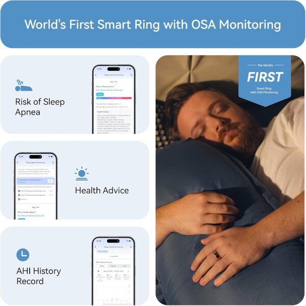 RingConn - Gen 2, anillo inteligente con monitoreo de apnea del sueño, sin suscripción, batería de 12 días, seguimiento de salud, compatible con Android y iOS (plateado, talla 10) - Imagen 25