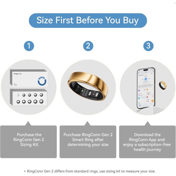 RingConn - Gen 2, anillo inteligente con monitoreo de apnea del sueño, sin suscripción, batería de 12 días, seguimiento de salud, compatible con Android y iOS (plateado, talla 10) - Imagen 29