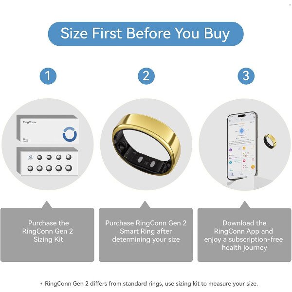 RingConn - Gen 2, anillo inteligente con monitoreo de apnea del sueño, sin suscripción, batería de 12 días, seguimiento de salud, compatible con Android y iOS (plateado, talla 10) - Imagen 46