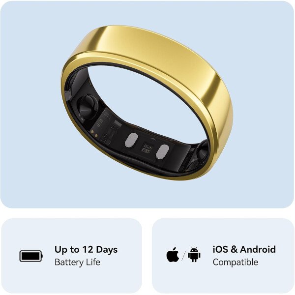 RingConn - Gen 2, anillo inteligente con monitoreo de apnea del sueño, sin suscripción, batería de 12 días, seguimiento de salud, compatible con Android y iOS (plateado, talla 10) - Imagen 47