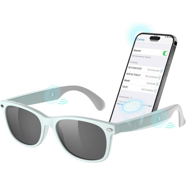 Lentes Bluetooth inteligentes, micrófono y altavoces integrados, lentes de sol inalámbricos inteligentes para hombres y mujeres, protección UV atlética/al aire libre y control de - Imagen 9
