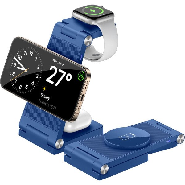 Soporte de cargador inalámbrico magnético, estación de carga inalámbrica plegable 3 en 1 con adaptador de 20 W, cargador de viaje para múltiples dispositivos para iPhone 17 16 15 14 13 12 Pro/Max/Plus - Imagen 37