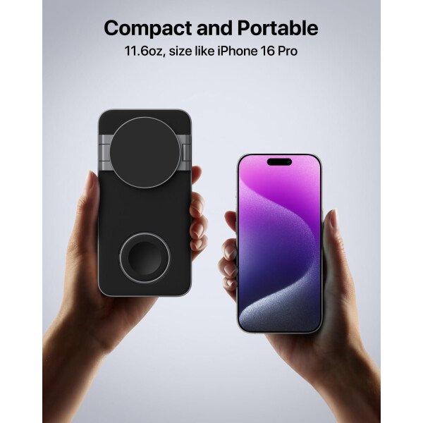 Estación de carga inalámbrica plegable 3 en 1 para soporte de cargador Apple Magsafe, estación de carga inalámbrica magnética rápida para iPhone 17 Air 16 15 14 13 12 Series, Airpods Pro, Apple - Imagen 4
