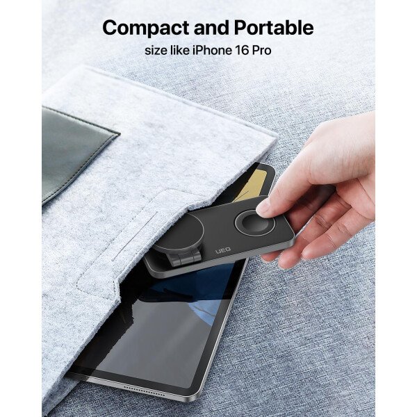 Estación de carga inalámbrica plegable 3 en 1 para soporte de cargador Apple Magsafe, estación de carga inalámbrica magnética rápida para iPhone 17 Air 16 15 14 13 12 Series, Airpods Pro, Apple - Imagen 9