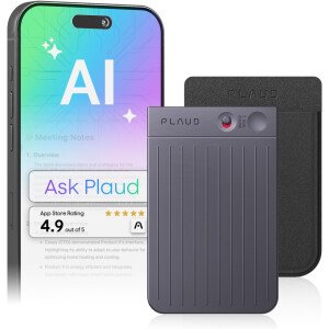 Grabadora de voz AI, grabadora de voz PLAUD Note con funda, control de aplicaciones, transcribir y resumir potenciado por ChatGPT, compatible con 59 idiomas, memoria de 64 GB, grabadora de audio para