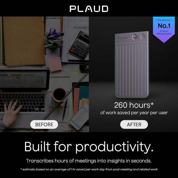 Grabadora de voz AI, grabadora de voz PLAUD Note con funda, control de aplicaciones, transcribir y resumir potenciado por ChatGPT, compatible con 59 idiomas, memoria de 64 GB, grabadora de audio para - Imagen 2