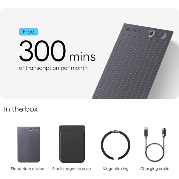 Grabadora de voz AI, grabadora de voz PLAUD Note con funda, control de aplicaciones, transcribir y resumir potenciado por ChatGPT, compatible con 59 idiomas, memoria de 64 GB, grabadora de audio para - Imagen 9