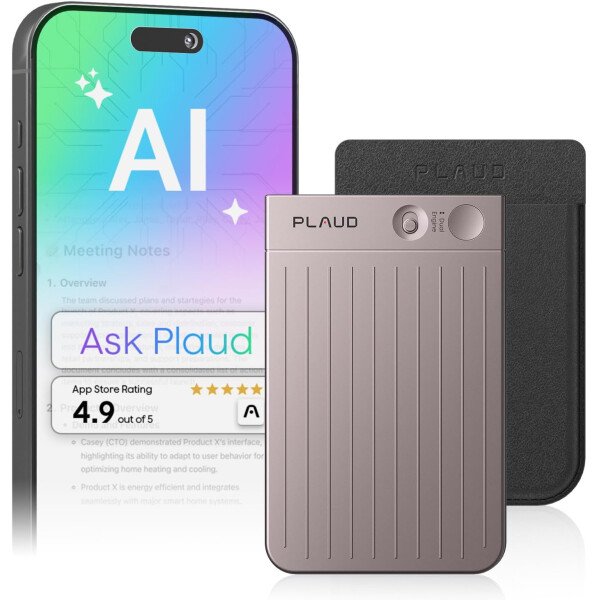 Grabadora de voz AI, grabadora de voz PLAUD Note con funda, control de aplicaciones, transcribir y resumir potenciado por ChatGPT, compatible con 59 idiomas, memoria de 64 GB, grabadora de audio para - Imagen 10