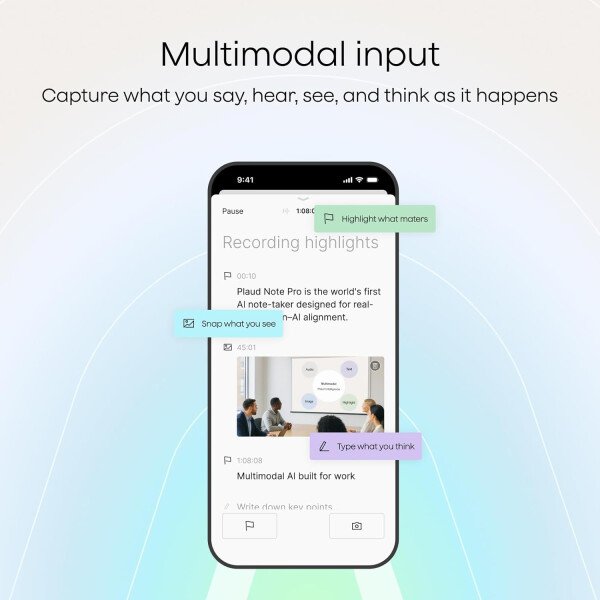 Grabadora de voz AI, grabadora de voz PLAUD Note con funda, control de aplicaciones, transcribir y resumir potenciado por ChatGPT, compatible con 59 idiomas, memoria de 64 GB, grabadora de audio para - Imagen 12