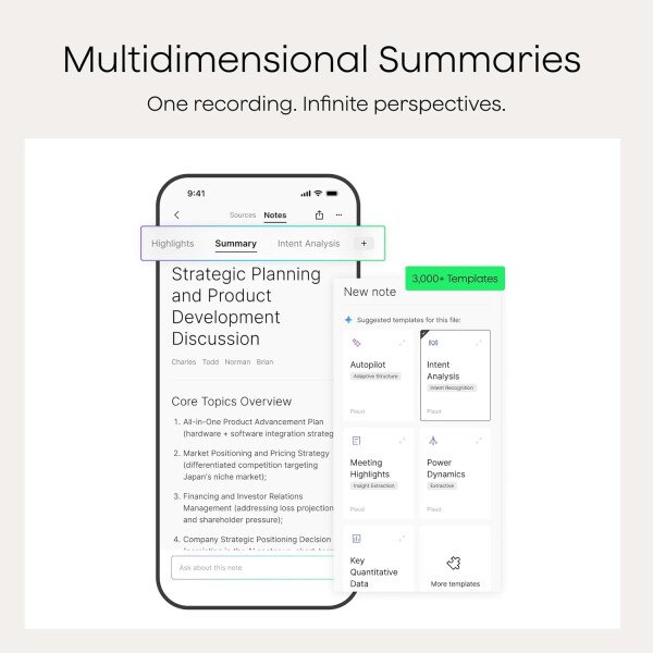 Grabadora de voz AI, grabadora de voz PLAUD Note con funda, control de aplicaciones, transcribir y resumir potenciado por ChatGPT, compatible con 59 idiomas, memoria de 64 GB, grabadora de audio para - Imagen 13