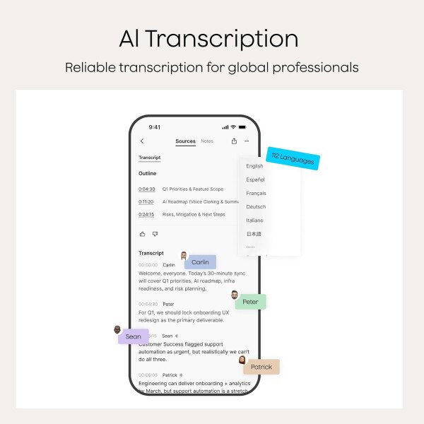 Grabadora de voz AI, grabadora de voz PLAUD Note con funda, control de aplicaciones, transcribir y resumir potenciado por ChatGPT, compatible con 59 idiomas, memoria de 64 GB, grabadora de audio para - Imagen 14