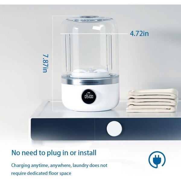 Portable Mini Underwear Washing Machine - Wash Bras, Underwear, Socks with Ease, Digital Control Panel, Efficient Cleaning, Quiet Operation, Small Size Fits Any Luggage & Bathroom - Imagen 2