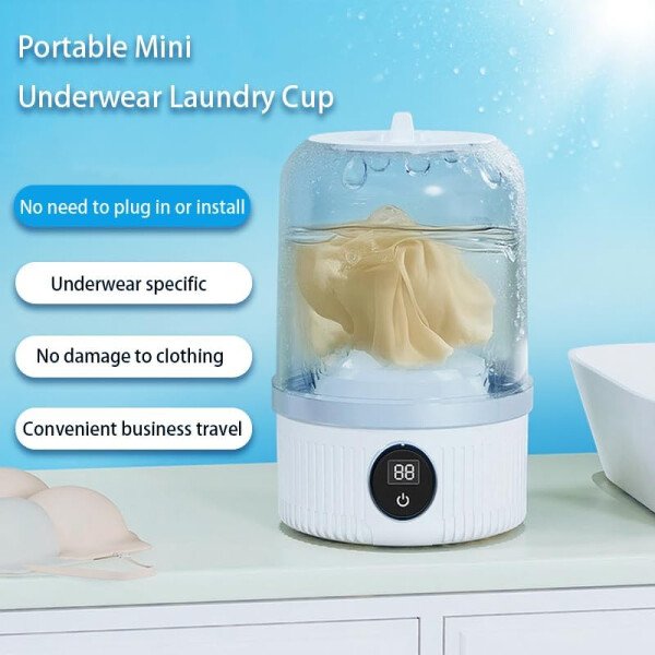 Portable Mini Underwear Washing Machine - Wash Bras, Underwear, Socks with Ease, Digital Control Panel, Efficient Cleaning, Quiet Operation, Small Size Fits Any Luggage & Bathroom - Imagen 4