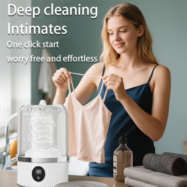 Portable Mini Underwear Washing Machine - Wash Bras, Underwear, Socks with Ease, Digital Control Panel, Efficient Cleaning, Quiet Operation, Small Size Fits Any Luggage & Bathroom - Imagen 6