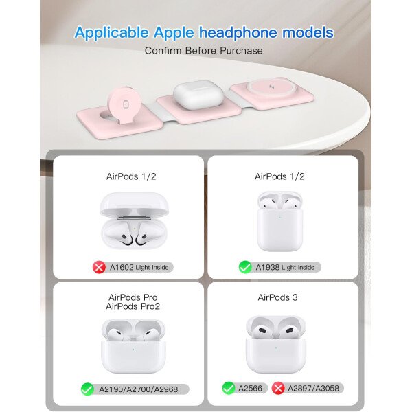 Estación de carga para múltiples dispositivos Apple – Base de carga inalámbrica magnética plegable 3 en 1 – Almohadilla de carga de viaje para iPhone 16 15 14 13 12 Pro Max Plus Watch & Airpods - Imagen 21