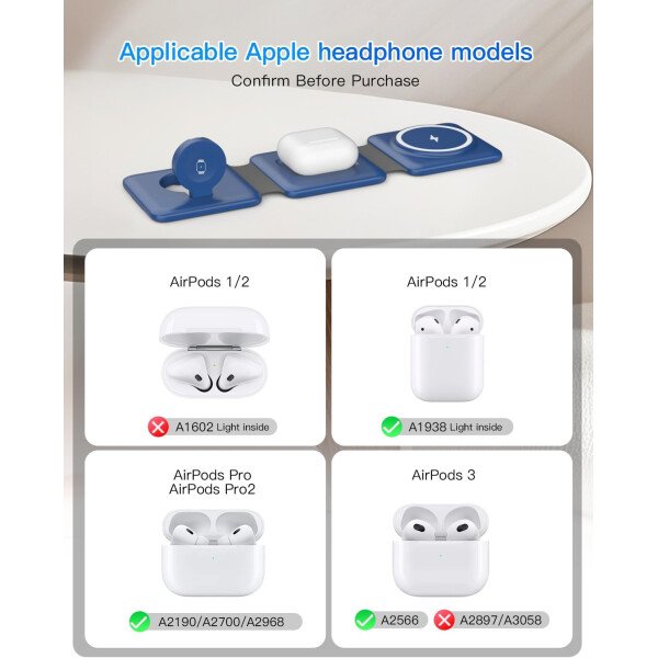 Estación de carga para múltiples dispositivos Apple – Base de carga inalámbrica magnética plegable 3 en 1 – Almohadilla de carga de viaje para iPhone 16 15 14 13 12 Pro Max Plus Watch & Airpods - Imagen 37