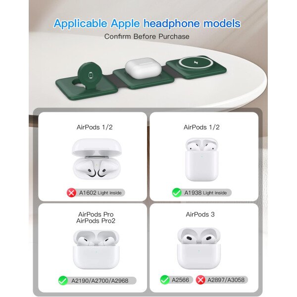 Estación de carga para múltiples dispositivos Apple – Base de carga inalámbrica magnética plegable 3 en 1 – Almohadilla de carga de viaje para iPhone 16 15 14 13 12 Pro Max Plus Watch & Airpods - Imagen 45