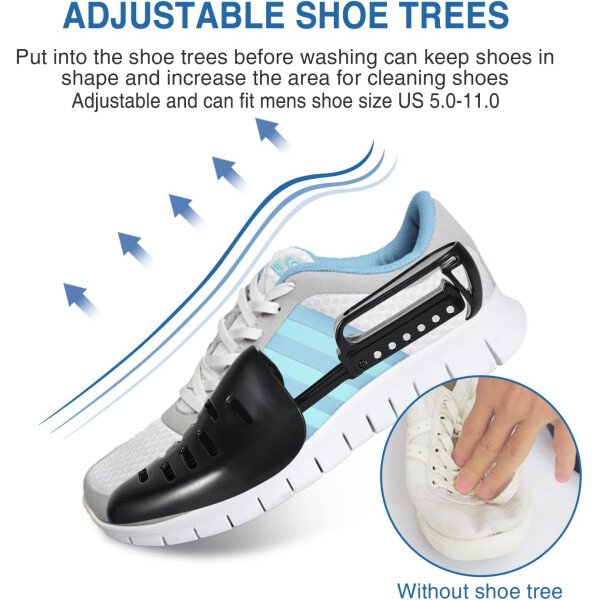 Bolsa de lavado de zapatos para lavadora, fibras esponjosas que mantienen una limpieza envolvente de 360°, árboles de zapatos ajustables, cremallera oculta duradera, bolsa de lavandería - Imagen 4