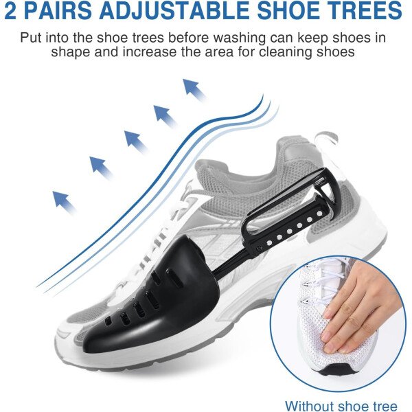 Bolsa de lavado de zapatos para lavadora, fibras esponjosas que mantienen una limpieza envolvente de 360°, árboles de zapatos ajustables, cremallera oculta duradera, bolsa de lavandería - Imagen 12