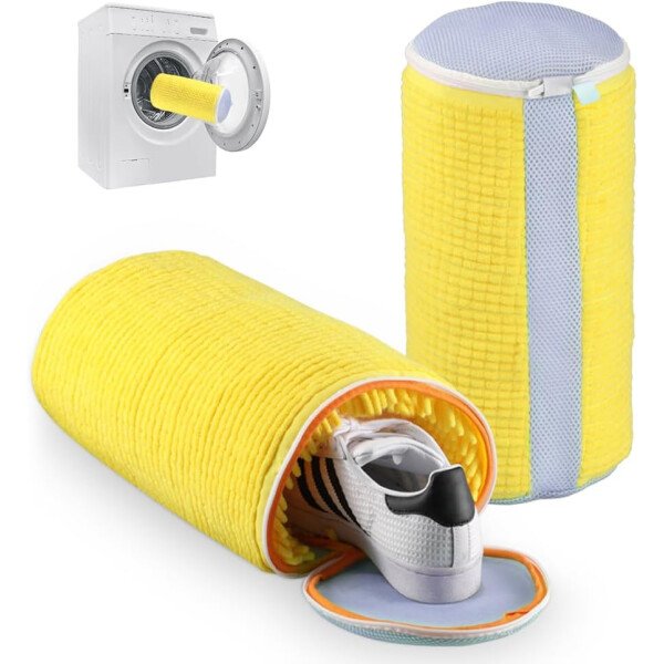 Bolsa de lavado de zapatos para lavadora, fibras esponjosas que mantienen una limpieza envolvente de 360°, árboles de zapatos ajustables, cremallera oculta duradera, bolsa de lavandería - Imagen 24