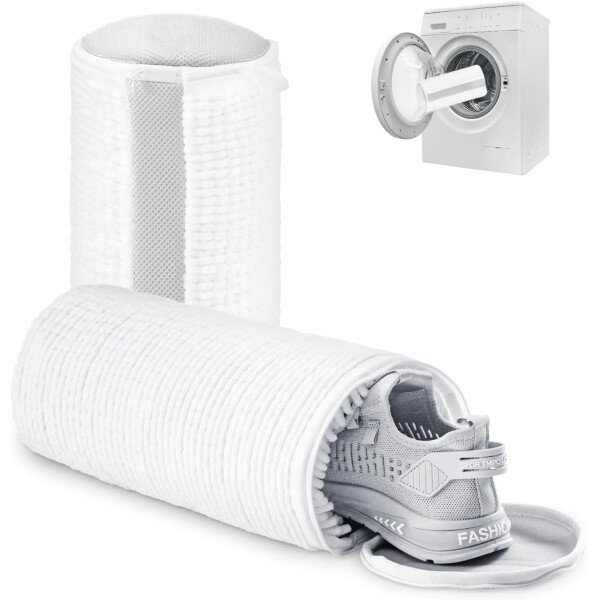 Bolsa de lavado de zapatos para lavadora, fibras esponjosas que mantienen una limpieza envolvente de 360°, árboles de zapatos ajustables, cremallera oculta duradera, bolsa de lavandería - Imagen 31
