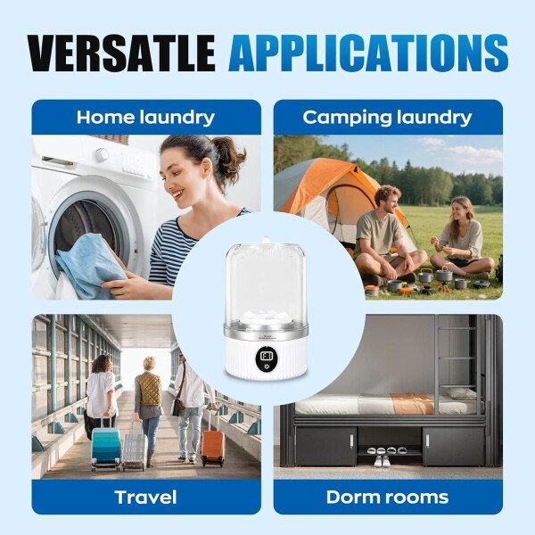 Lavadora de ropa interior, mini lavadora portátil para viajes, dormitorio y campamento, lavado suave recargable por USB para brasieres, calcetines, ropa de bebé, compacta para apartamentos y caravanas - Imagen 4