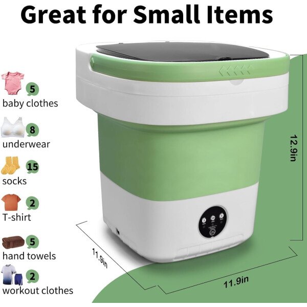Lavadora portátil, mejorada con cesta giratoria, 3 modos de limpieza adecuados para ropa pequeña, diseño plegable ideal para hotel, hogar, apartamento y campaña - Imagen 2