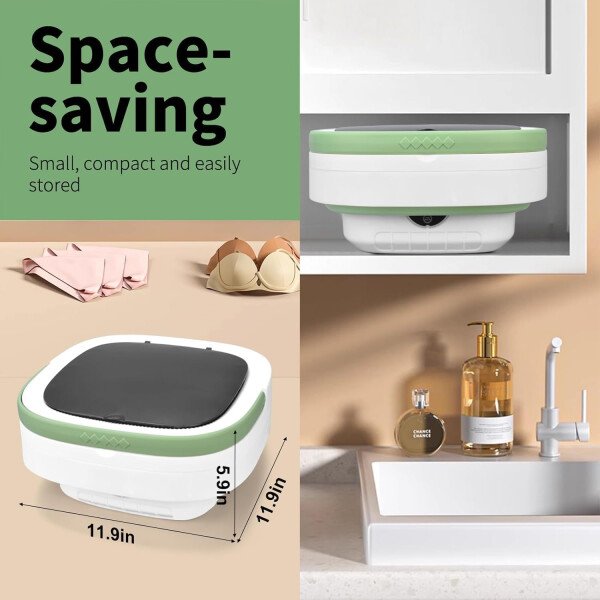Lavadora portátil, mejorada con cesta giratoria, 3 modos de limpieza adecuados para ropa pequeña, diseño plegable ideal para hotel, hogar, apartamento y campaña - Imagen 3