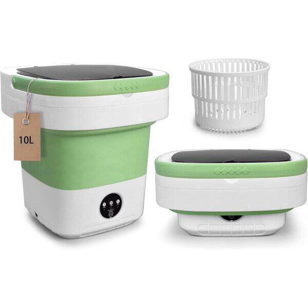 Lavadora portátil, mejorada con cesta giratoria, 3 modos de limpieza adecuados para ropa pequeña, diseño plegable ideal para hotel, hogar, apartamento y campaña - Imagen 8