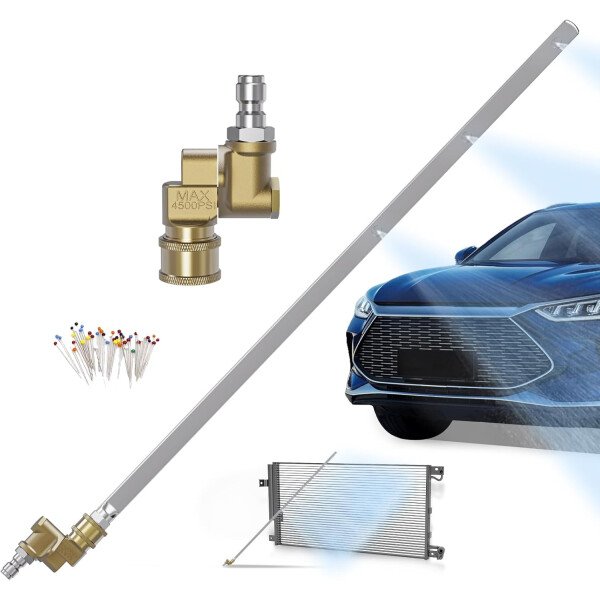 Varita de limpieza de radiador, varita limpiadora plana de radiador de 39 pulgadas, herramienta de limpieza Genie para radiador de automóvil con boquilla plana, se adapta a automóviles, camiones, SUV - Imagen 7