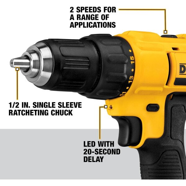 DEWALT - Kit de taladro/destornillador inalámbrico máximo de 20 V, 2 baterías y cargador incluido (DCD771C2) - Imagen 4